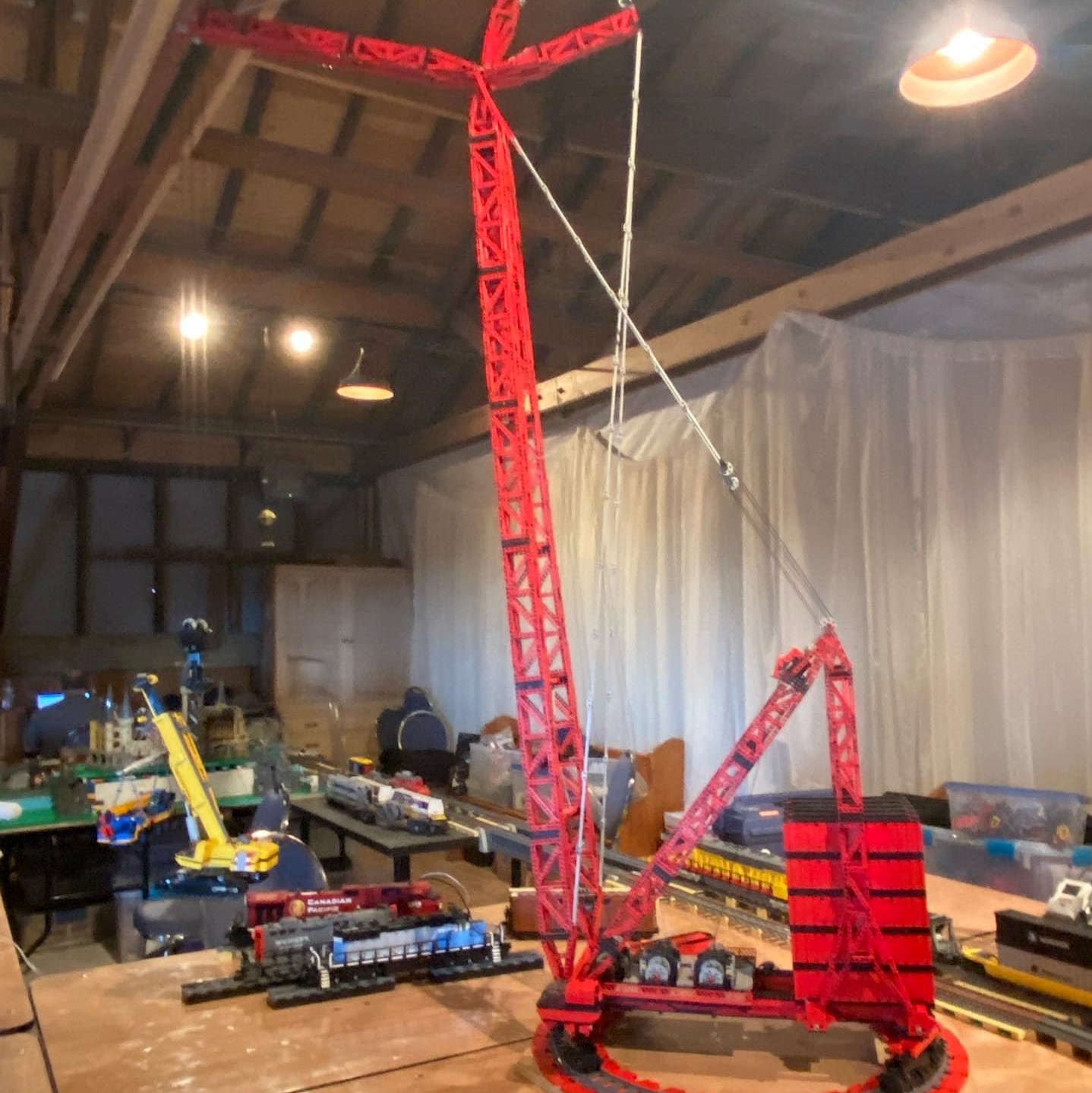 Towering Lego crane.